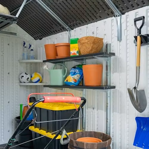 Rowlinson Suncast Wall Mounted Garden Shelving Kit with Adjustable Plastic Shelves, W/D/H: 126.0 x 30.0 x 25.0 cm – 3