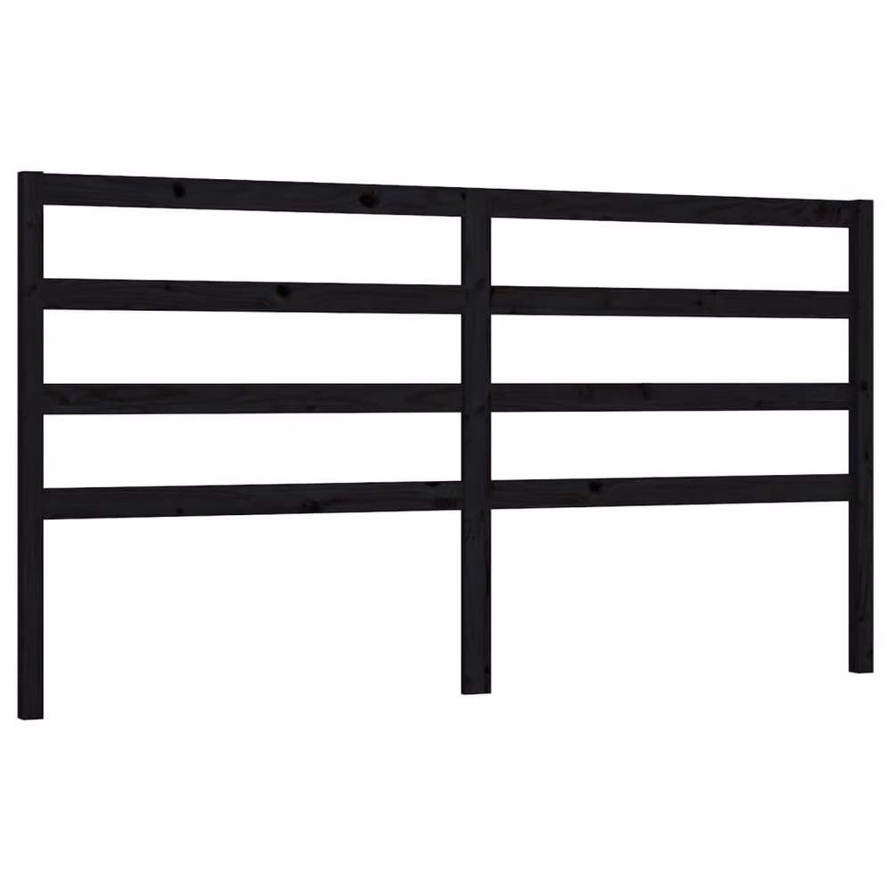 Berkfield Home Beautiful Bed Headboard in Black Solid Pine Wood, W: 206 cm, D: 4 cm, H: 100 cm – 2