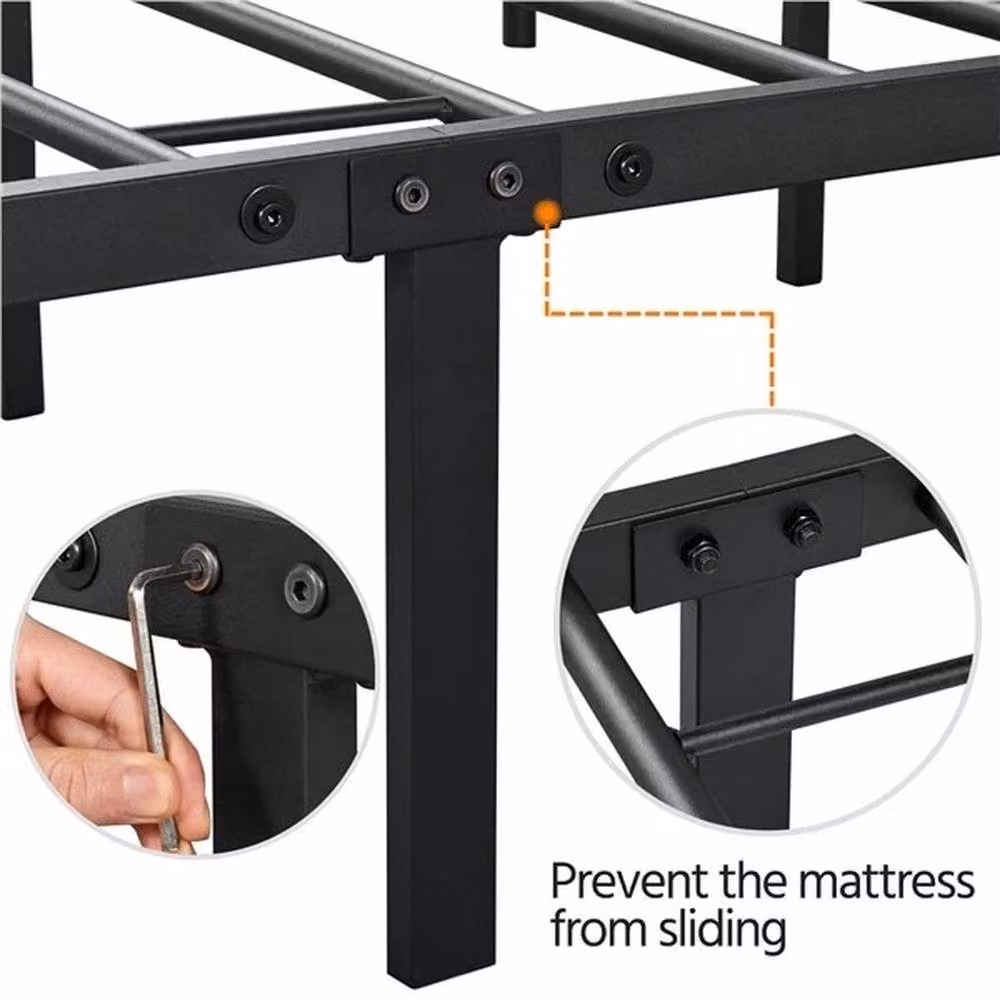 Kelvenix Romantic Metal-Framed Bed in Black, W/D/H: 150 x 200 cm – 4