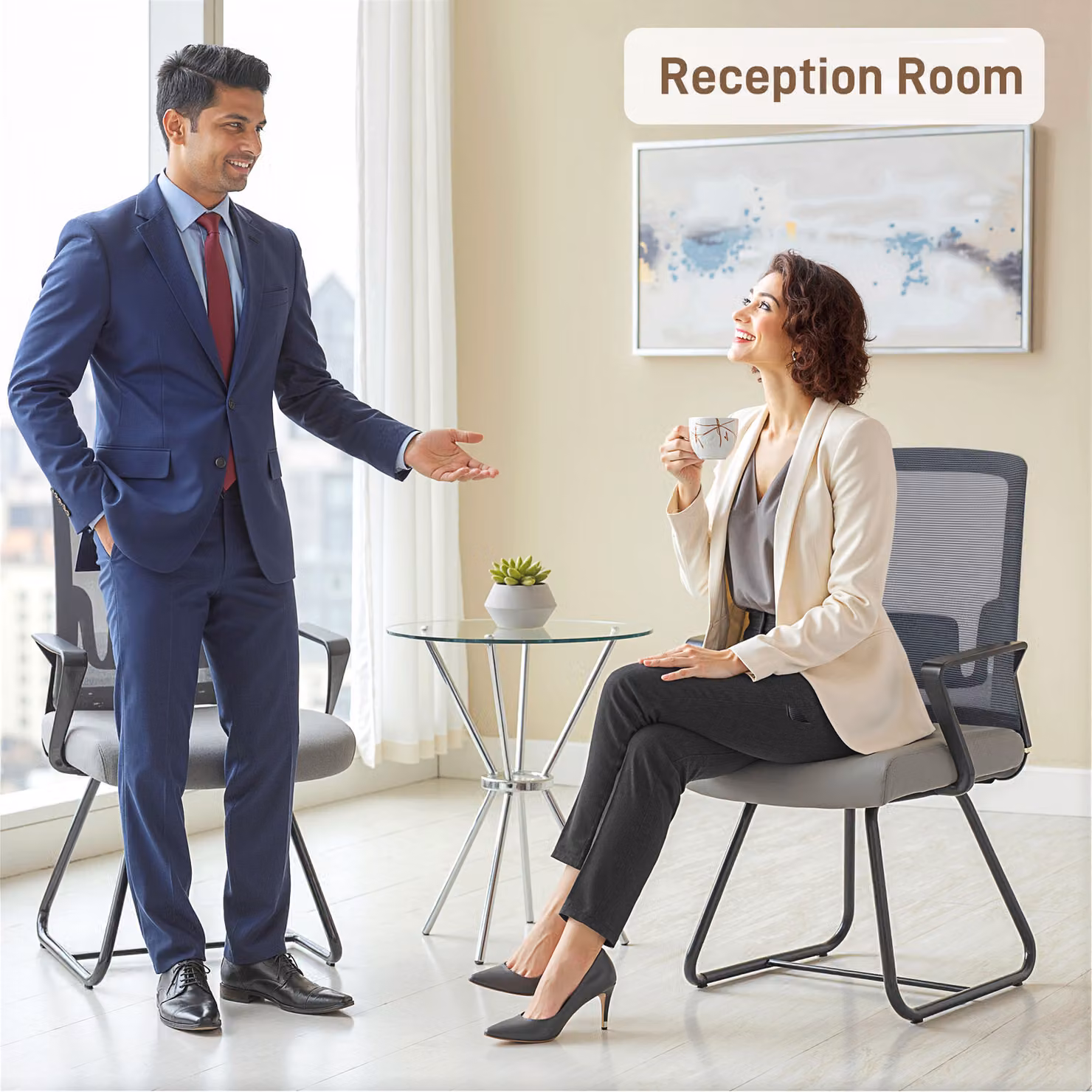 HOMCOM Dark Grey Mesh Office Chair with Lumbar Support and Metal Base – 7