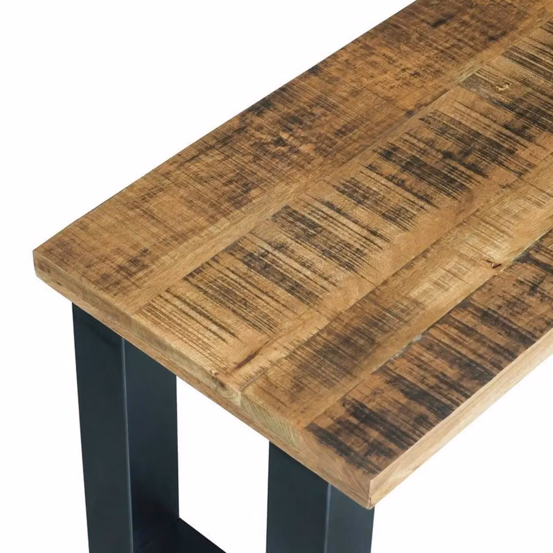 Jaipur Furniture Ltd Induse Industrial Bench in Brown Mango Wood and Iron, W: 180 cm, D: 44 cm, H: 45 cm – 2