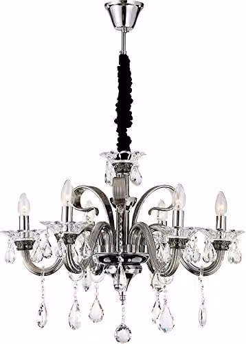 Netlighting Dunja Multi Arm Chandelier with K9 Crystals in Chrome and Silver, 6 x E14 – 1