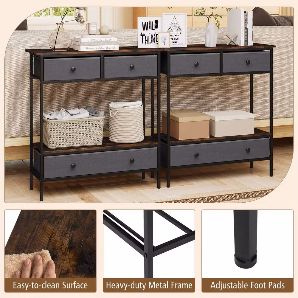 Costway Industrial Brown Console Table for Entryways and Hallways – 5