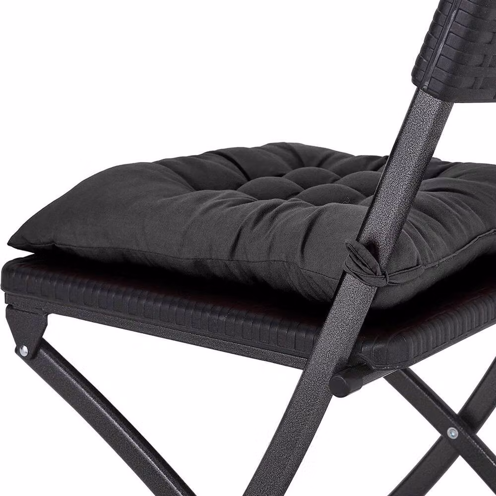 SPETLEK Set of 4 Black Square Chair Seat Pads for Garden, Dining and Patio Furniture – 6
