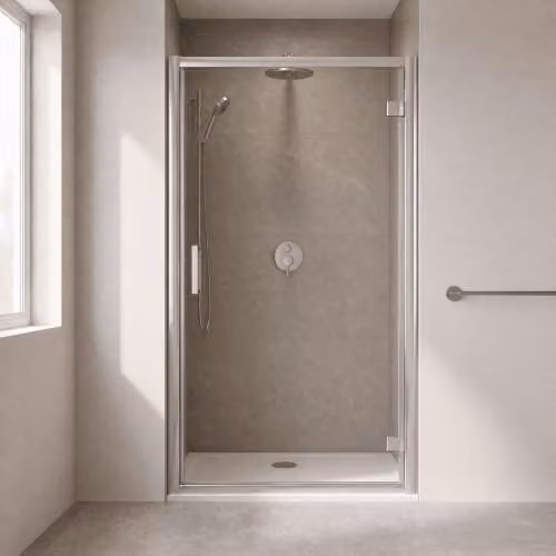 Balterley Hinged Shower Door with 6mm Clear Toughened Safety Glass in Chrome/Silver, W/D/H: 890 x 44 x 1900 mm – 2