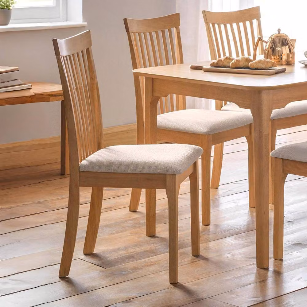 Cheshire Montclair Elegant Dining Chairs, Set of 2, Light Oak and Beige Fabric – 2