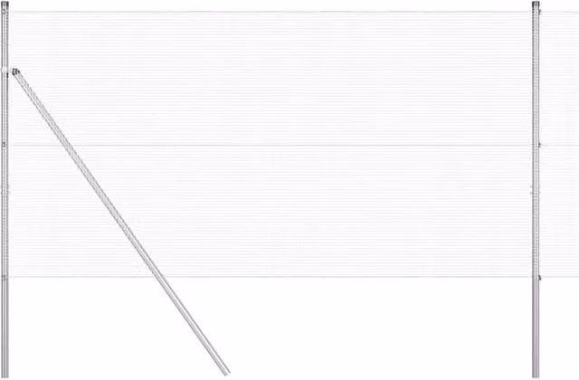 Berkfield Home Silver Galvanised Steel Welded Wire Fence with 7 Round Posts, W: 10 m, H: 1.4 m – 1