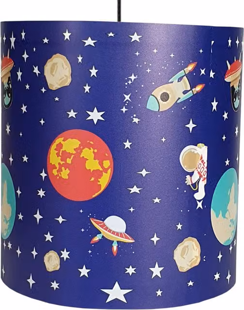 My Home Space Cylinder Fabric Light Shade in Blue