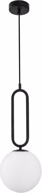 Nova Luce Grus Sphere Pendant Light in Black Metal and White Opal Glass, 20 cm, E27 LED Compatible – 1