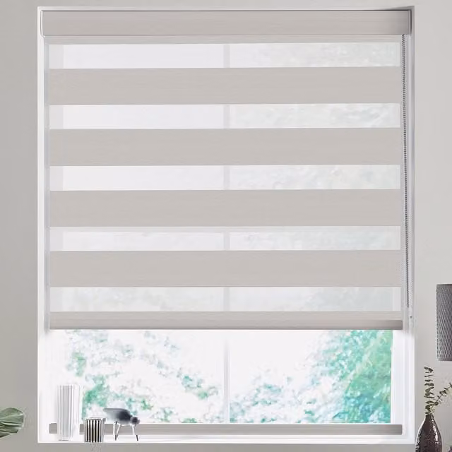 Terrys Harmony Made to Measure Day and Night Blind in Cream and White Textile