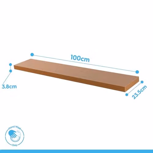 Harbour Housewares Modern Floating Wall Shelf with Integrated Lighting, Brown, W: 100 cm, D: 23.5 cm, H: 4 cm – 2