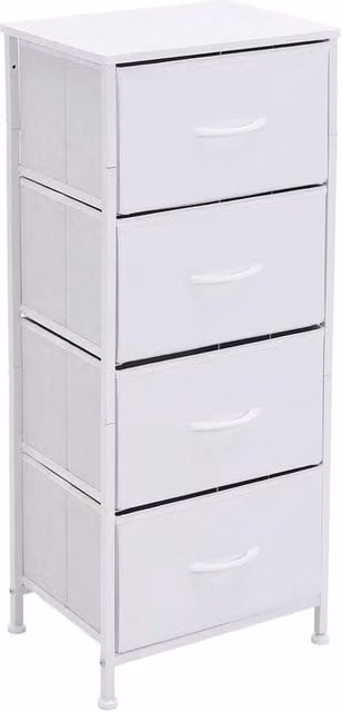 KORVIXA White 4 Drawer Fabric Chest of Drawers Storage Unit