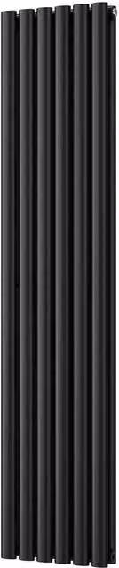 Omeara Black Elliptical Tube Vertical Designer Radiator, H 160 cm x W 34.8 cm