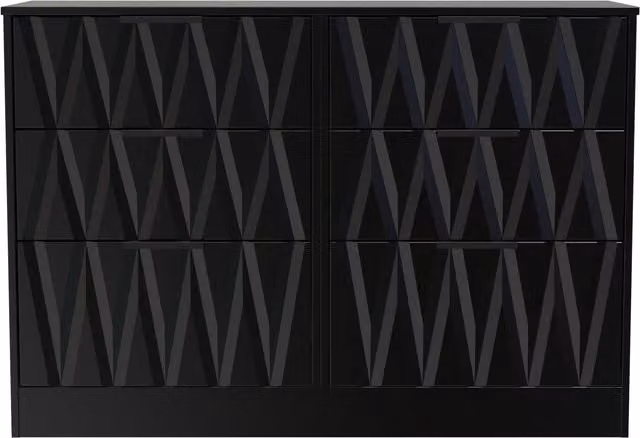 Ready Assembled 2 U Washington 6 Drawer Wide Chest in True Black and Gold