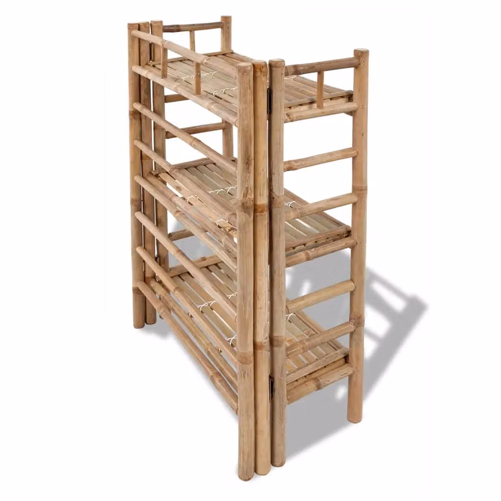 Berkfield Home 3-tier Rustic Bamboo Plant Rack in Brown – 3