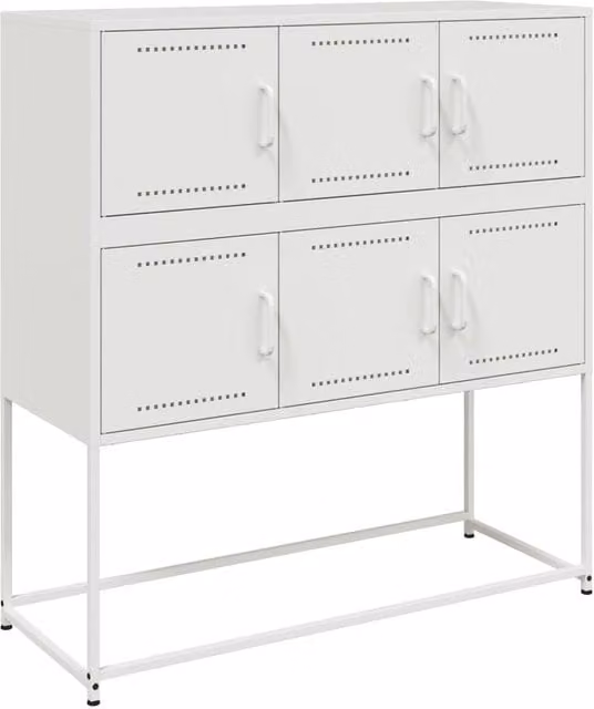 Berkfield Home White Matt Metal Sideboard W/D/H: 100.5 x 39 x 107 cm