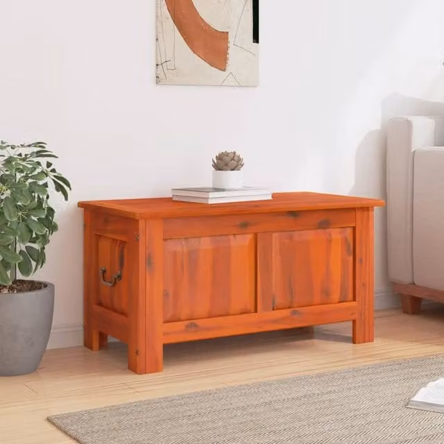 Berkfield Home Brown Acacia Wood Storage Chest with Lid – 1