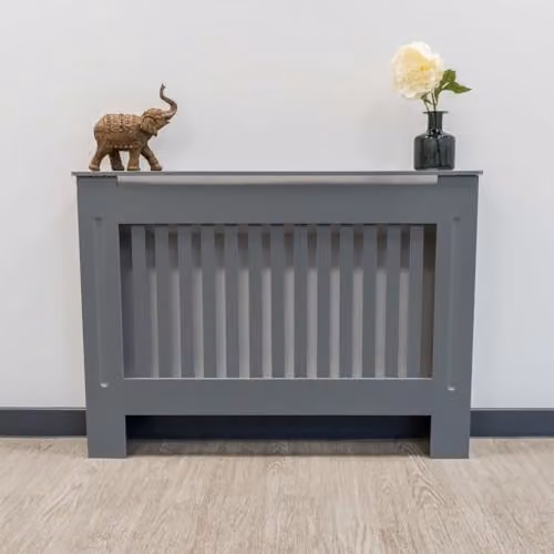 Airwave Grey MDF Vertical Line Style Radiator Cover (Medium) W/D/H: 112.0 x 19.0 x 81.5 cm – 2