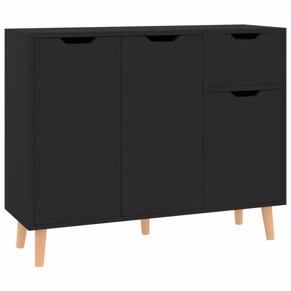 Berkfield Home Mid Century Black Matt MDF Sideboard W/D/H: 90 x 30 x 72 cm – 2