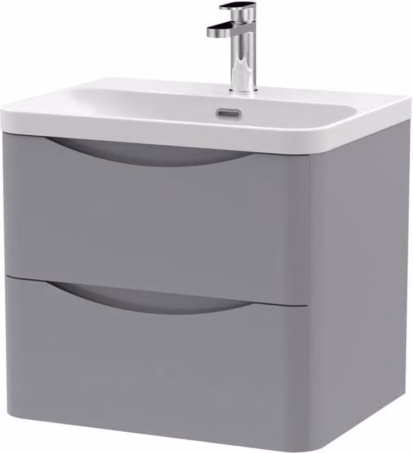 Balterley Arch Wall Hung 2-Drawer Bathroom Vanity with Ceramic Basin, Grey – 1
