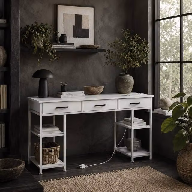 Wyld Haus Riba White Home Office Computer Desk W: 120 cm, H: 76 cm – 1