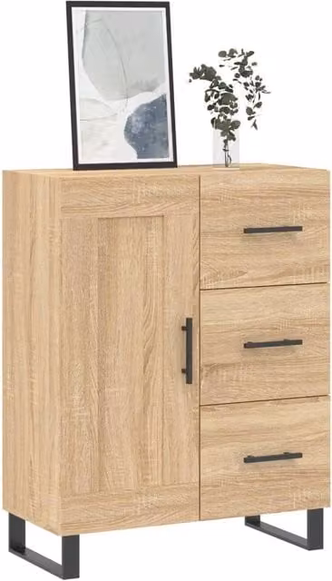Berkfield Home Sonoma Oak Sideboard in Brown, W/D/H: 69.5 x 34 x 90 cm