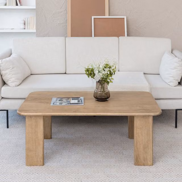 MH London Granite Solid Wood Coffee Table in Sand