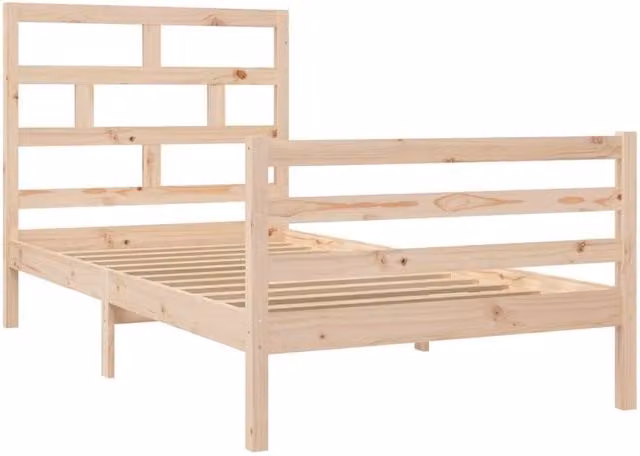 Berkfield Home Beautiful Solid Wood Pine Bed Frame in Beige, W/D/H: 100 x 200 x 106 cm – 1