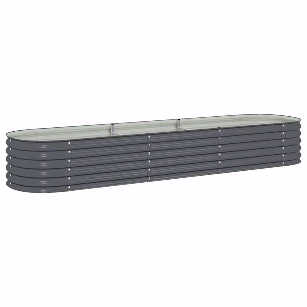 Berkfield Home Garden Grey Galvanised Steel Raised Bed W: 320 cm, D: 80 cm, H: 44 cm – 2
