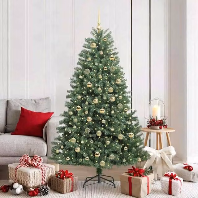 Berkfield Home Green Artificial Hinged Christmas Tree, Height: 180 cm