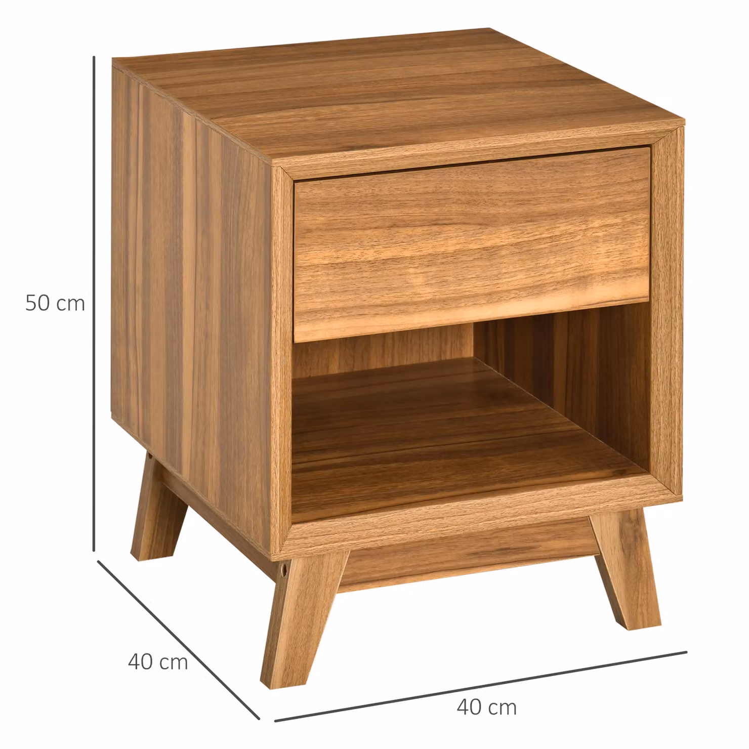 HOMCOM Modern Brown Bedside Table and Side Table with Side Compartments – 3