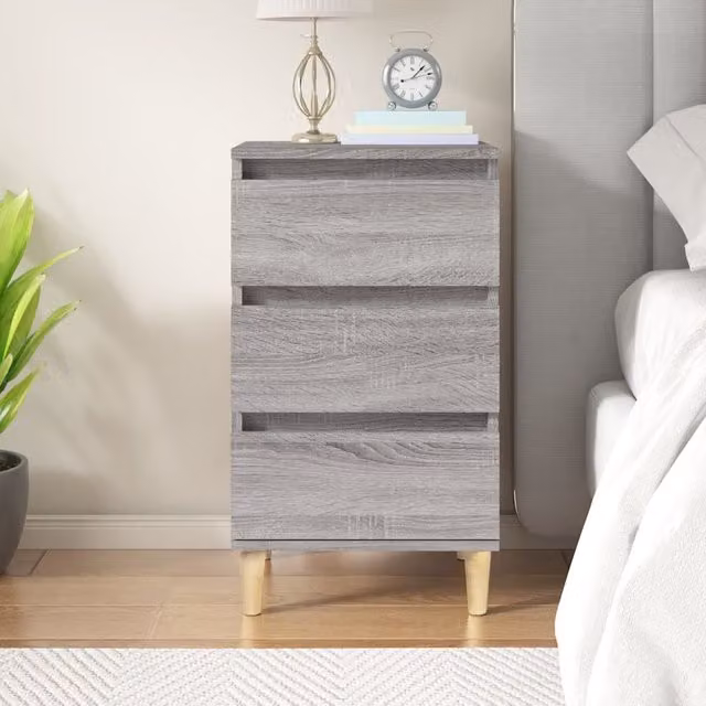 Berkfield Home Grey Sonoma Bedside Cabinet in Engineered Wood W/D/H: 40 x 35 x 70 cm