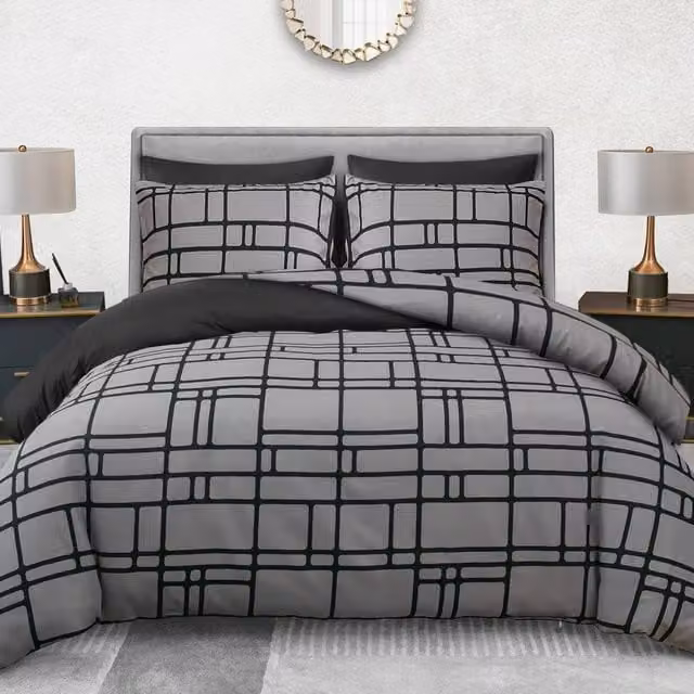 Pamposh Grey Double Brushed Microfibre Duvet Cover Set with Zipper Closure, W: 180 cm, H: 200 cm – 1