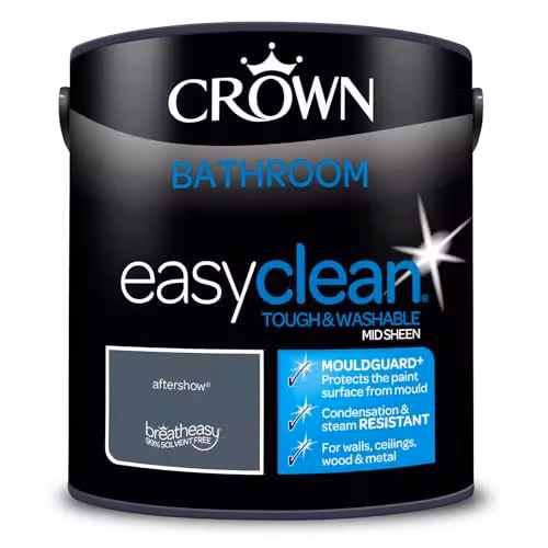 Crown Easyclean Mould Resistant Blue Bathroom Paint, Satin Gloss, 2.5L – 4