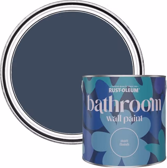 Rust-Oleum Blueprint Blue Matt Water-Based Bathroom Wall and Ceiling Paint, 2.5L