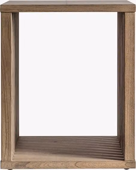 Macawen Mindi Oriental Square Wood Side Table in Beige and Brown