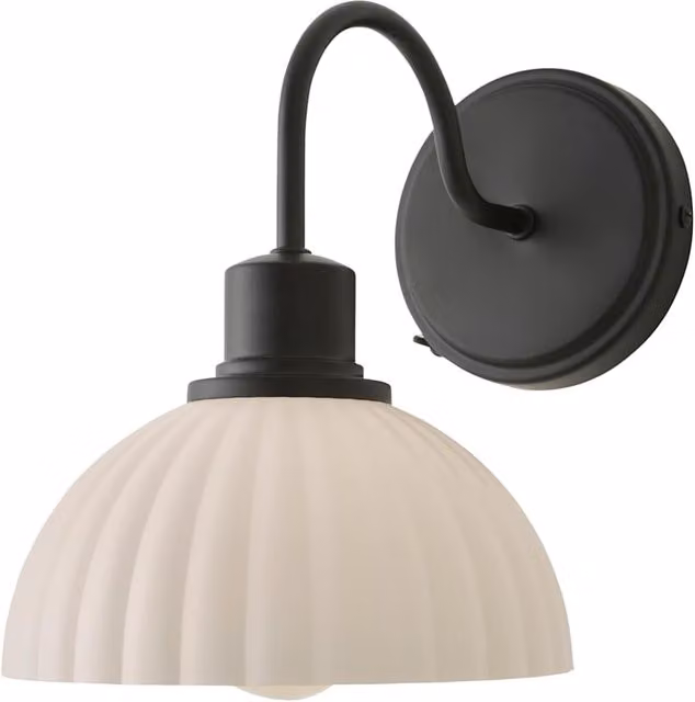 ValueLights Bourton Vintage Dome Wall Light with Bulb in Black or Gold/Brass