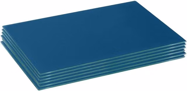 Harbour Housewares Set of 6 Blue Rectangular Glass Placemats, W: 40 cm, D: 30 cm