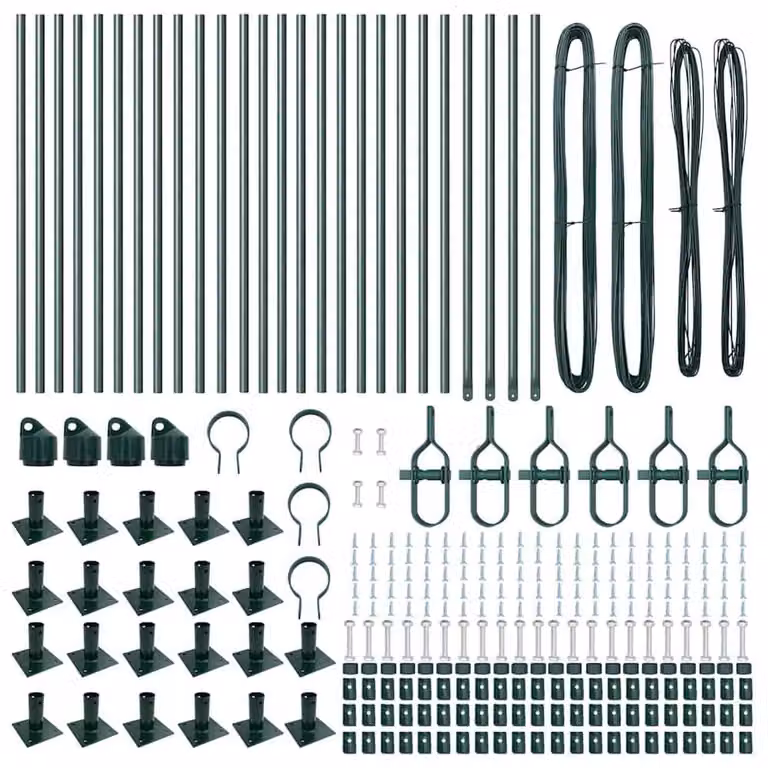 vidaXL Set of 26 Green Concrete Square Fence Posts, W/D/H: 3.2 x 3.2 x 110 cm
