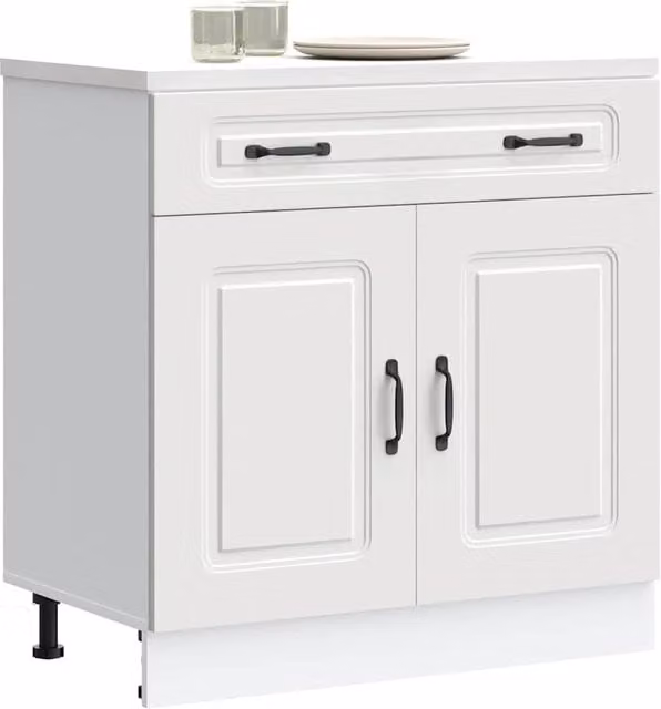 Berkfield Home Kalmar White Matt MDF Freestanding Kitchen Base Unit with Hinged Doors and Internal Shelves