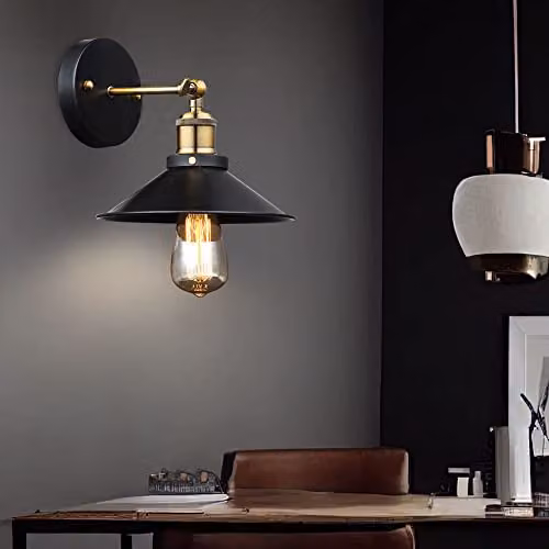 Globo Lighting Lenius Dome Wall Lamp in Black and Gold/Brass with E27 Socket – 4