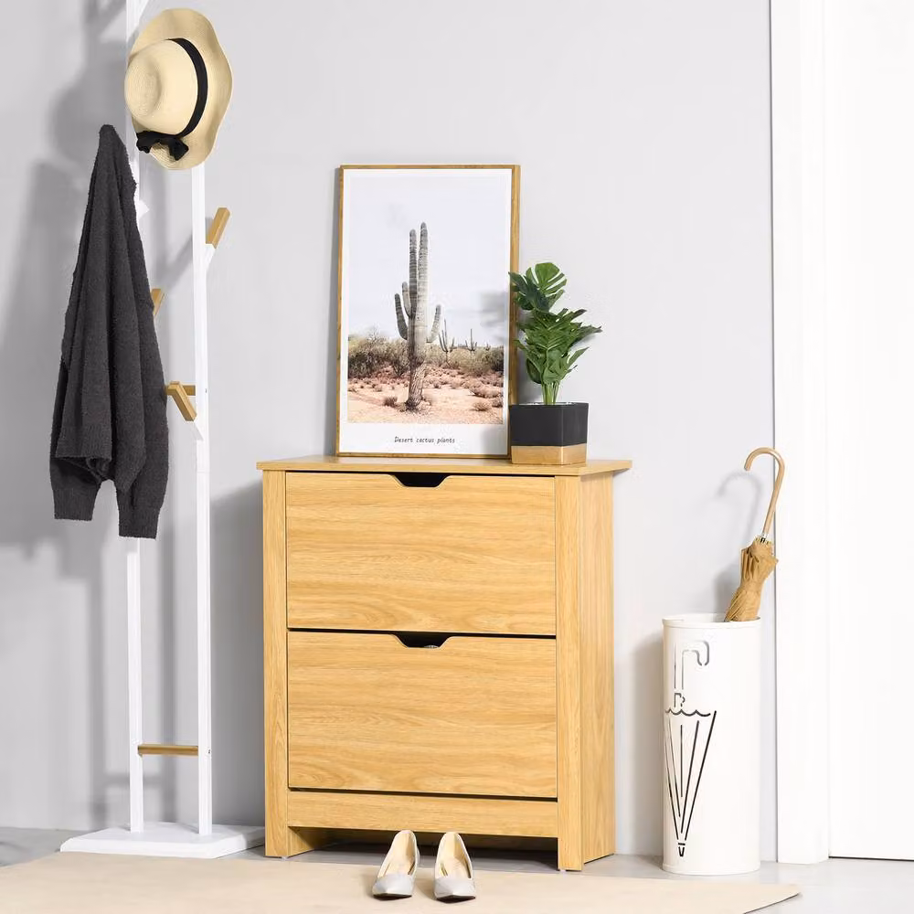 STILVORA Modern Shoe Cabinet with 2 Tilting Compartments and Internal Shelves in Sand Brown – 2