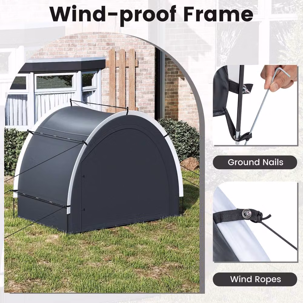 Gymax Portable Waterproof Bike Storage Shed Tent in Grey, W/D/H: 218 x 153 x 182 cm – 7