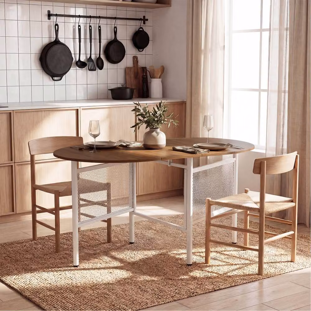 Costway Farmhouse Folding Dining Table in Natural Wood, W: 150 cm – 3