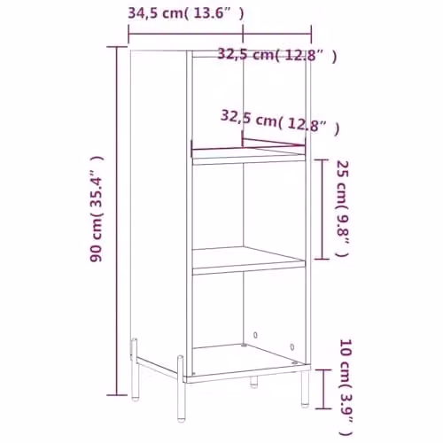 vidaXL Grey Sonoma Sideboard in Engineered Wood W/D/H: 34.5 x 32.5 x 90 cm