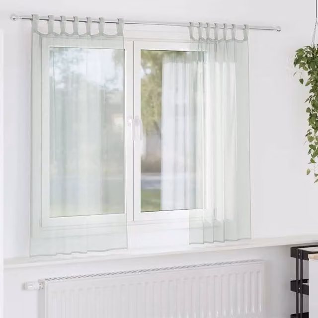 Berkfield Home Light Grey Transparent Voile Curtains with Rod Pockets, 2 Pack, W: 140 cm x H: 140 cm