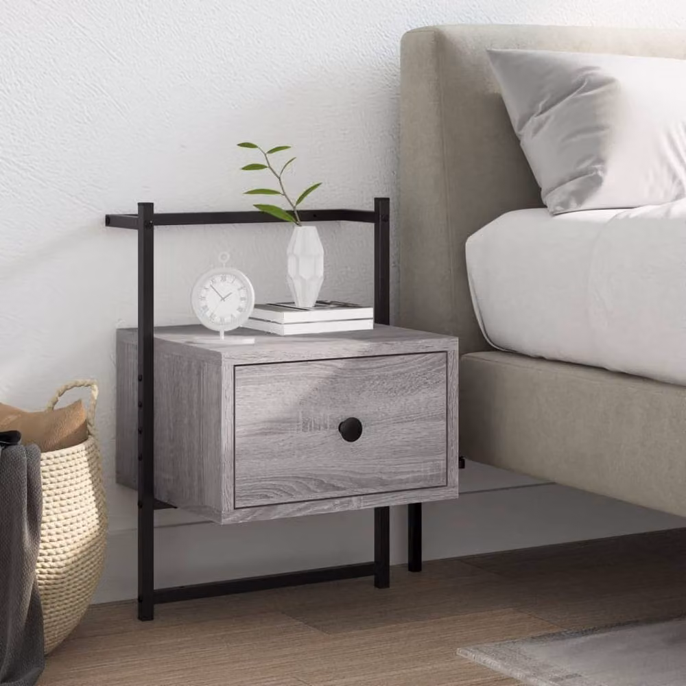 Berkfield Home Wall-mounted Decorative Bedside Cabinet in Grey Sonoma, W/D/H: 35 x 30 x 51 cm – 2