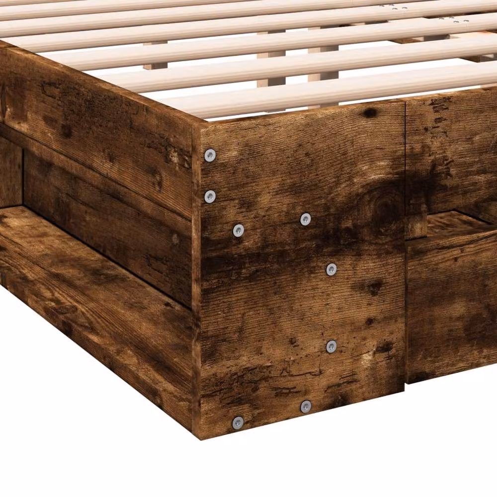 Berkfield Home Modern Bed Frame with Drawers in Smoked Oak Brown, W/D/H: 140 x 190 cm – 5