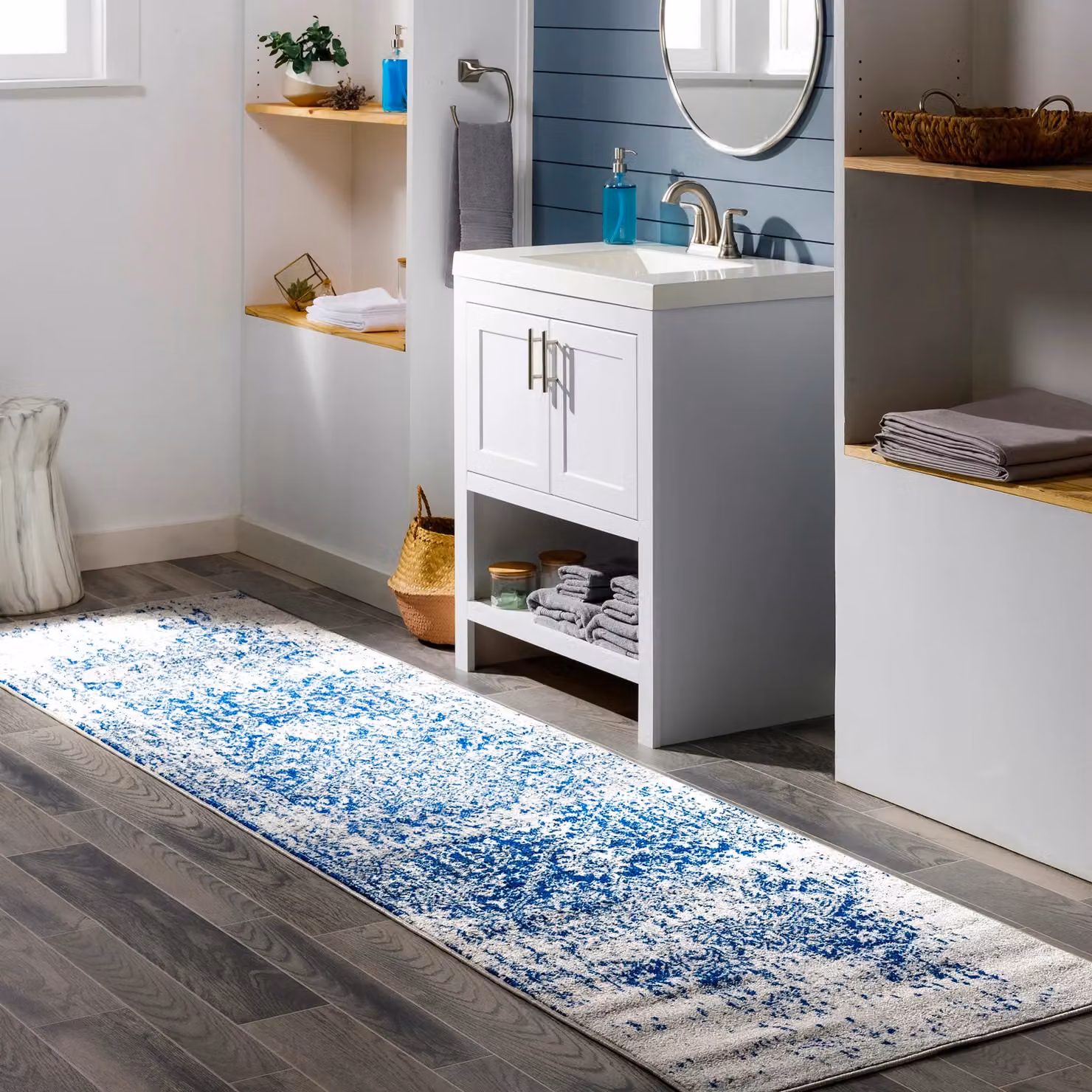 Livabliss Harput Vintage Boho Living Room Rug in Navy, Grey, Blue, Orange and White, W: 80 cm, L: 220 cm – 7