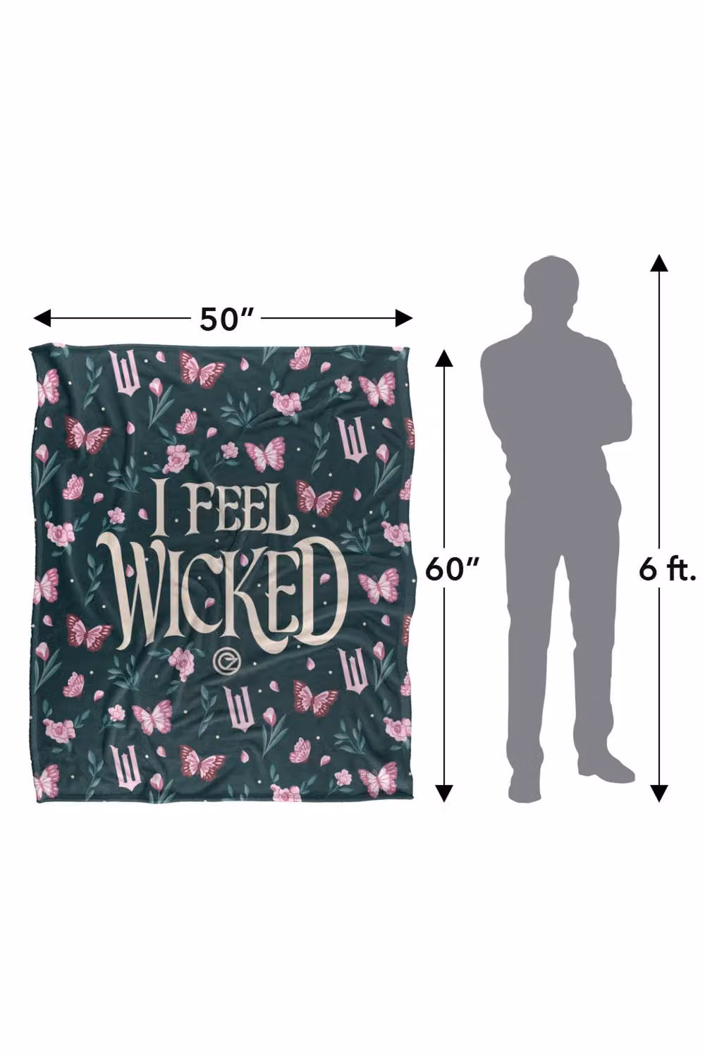 Wicked Floral Butterfly Fleece Throw Blanket, Multicolour and White, W/D/H: 152 x 127 cm – 3